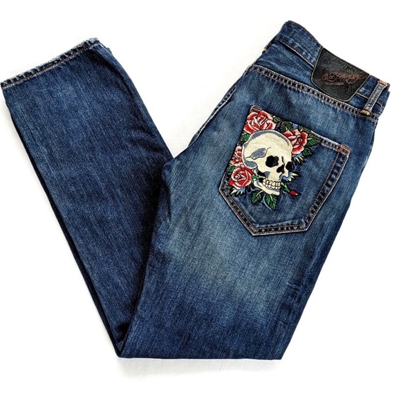 HOST PICK- ED HARDY AUDIGIER Y2K EMBROIDERED JEANS/ SIZE 29/NEW CONDITION - Picture 4 of 10